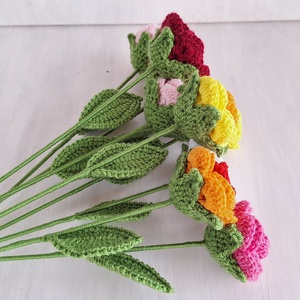 Horgolt rózsa - otthon & életmód - virágdekoráció - virágok - szálas virág - Meska.hu