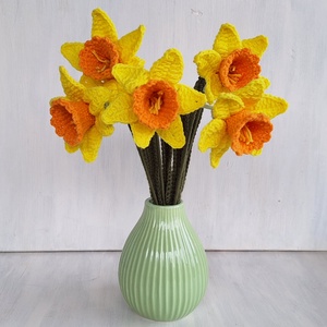 Horgolt nárcisz, Otthon & Életmód, Virágdekoráció, Virágok, Szálas virág, Horgolás, MESKA