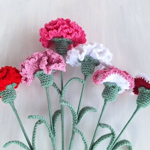 Horgolt szegfű - otthon & életmód - virágdekoráció - virágok - szálas virág - Meska.hu