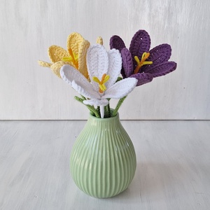 Horgolt krókusz csokor, Otthon & Életmód, Virágdekoráció, Virágok, Szálas virág, Horgolás, MESKA