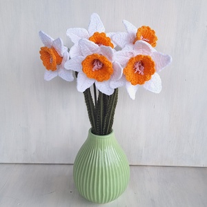 Horgolt nárcisz - fehér, Otthon & Életmód, Virágdekoráció, Virágok, Szálas virág, Horgolás, MESKA