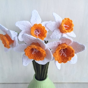 Horgolt nárcisz - fehér - otthon & életmód - virágdekoráció - virágok - szálas virág - Meska.hu