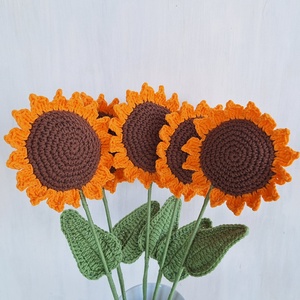 Horgolt napraforgó - otthon & életmód - virágdekoráció - virágok - szálas virág - Meska.hu