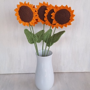 Horgolt napraforgó, Otthon & Életmód, Virágdekoráció, Virágok, Szálas virág, Horgolás, MESKA