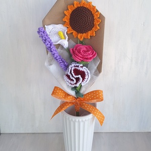 Horgolt virágcsokor - otthon & életmód - virágdekoráció - virágok - virágcsokor - Meska.hu