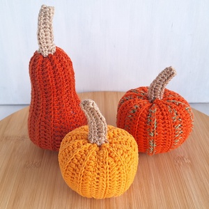 Horgolt tök szett 3 db-os - otthon & életmód - dekoráció - halloween - halloweeni asztaldísz - Meska.hu