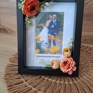 Fekete Virágos képkeret névnapra,születésnapra vagy évfordulóra - otthon & életmód - dekoráció - kép & falikép - képkeret - Meska.hu