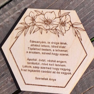 Szeretlek Anya hűtőmágnes, Otthon & Életmód, Konyhafelszerelés, tálalás, Konyhai dekoráció, Hűtőmágnes, Gravírozás, pirográfia, MESKA