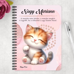 Személyre szabható - Kawaii cuki cica mintás A5-ös füzet - otthon & életmód - papír, írószer - jegyzetfüzet & napló - Meska.hu