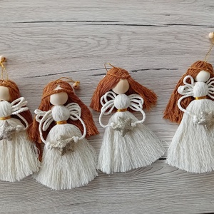 Karácsonyfa dísz angyalka makramé - karácsony - karácsonyi lakásdekoráció - karácsonyfadíszek - Meska.hu