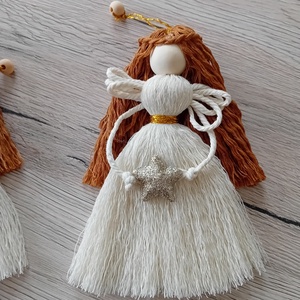 Karácsonyfa dísz angyalka makramé - karácsony - karácsonyi lakásdekoráció - karácsonyfadíszek - Meska.hu