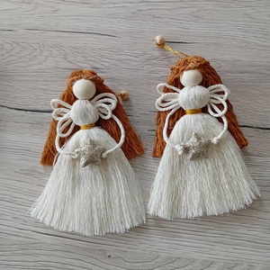 Karácsonyfa dísz angyalka makramé - karácsony - karácsonyi lakásdekoráció - karácsonyfadíszek - Meska.hu