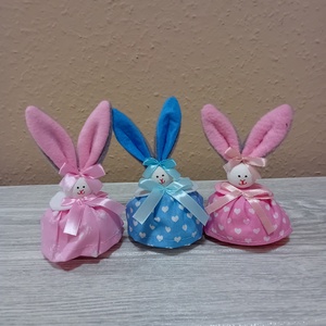 Húsvéti 3 nyúszi, Otthon & Életmód, Dekoráció, Asztal és polc dekoráció, Asztaldísz, Baba-és bábkészítés, MESKA