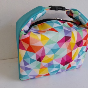 Türkiz háromszöges uzsonnás táska, Táska & Tok, Uzsonna- & Ebéd tartó, Ebéd tasak, doboz, Varrás, MESKA