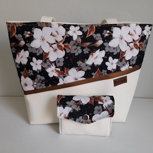 Cseresznyevirágágos Panni táska és pénztárca szett - Meska.hu