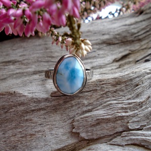 Ezüst Gyűrű Ag925/1000 Larimar, Ékszer, Gyűrű, Statement gyűrű, Ékszerkészítés, Ötvös, MESKA