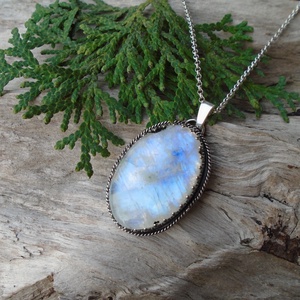 Ezüst medál Ag925/1000  Holdkő (Rainbow Moonstone) - ékszer - nyaklánc - medál - Meska.hu