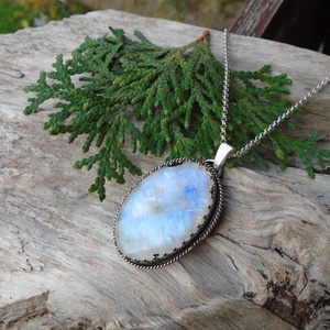 Ezüst medál Ag925/1000  Holdkő (Rainbow Moonstone) - ékszer - nyaklánc - medál - Meska.hu