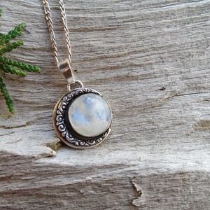 Ezüst medál Ag925/1000  Holdkő (Rainbow Moonstone) - ékszer - nyaklánc - medál - Meska.hu