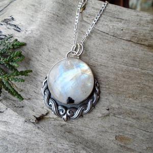 Ezüst medál Ag925/1000  Holdkő (Rainbow Moonstone) - ékszer - nyaklánc - medál - Meska.hu