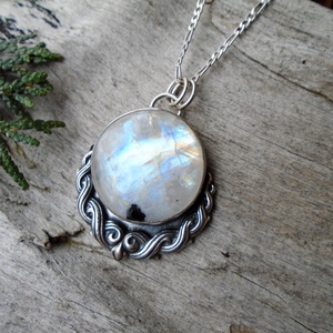 Ezüst medál Ag925/1000  Holdkő (Rainbow Moonstone) - ékszer - nyaklánc - medál - Meska.hu