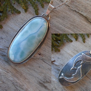 Ezüst  medál Ag925/1000 Larimar Delfinek, Ékszer, Nyaklánc, Medál, Ékszerkészítés, Ötvös, MESKA