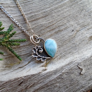Ezüst  medál Ag925/1000 Szív - Larimar, Ékszer, Nyaklánc, Medál, Ékszerkészítés, Ötvös, MESKA