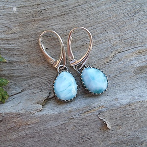 Ezüst Larimar fülbevaló, Ékszer, Fülbevaló, Lógó fülbevaló, Ékszerkészítés, Ötvös, MESKA
