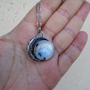 Ezüst medál Ag925/1000  Holdkő (Rainbow Moonstone), Ékszer, Nyaklánc, Medál, Ékszerkészítés, Ötvös, MESKA