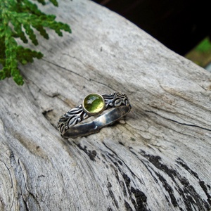 Ezüst Gyűrű Ag925/1000 Babérlevél Peridot, Ékszer, Gyűrű, Statement gyűrű, Ékszerkészítés, Ötvös, MESKA