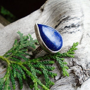 Ezüst Gyűrű Ag925/1000 Lapis Lazuli - ékszer - gyűrű - statement gyűrű - Meska.hu