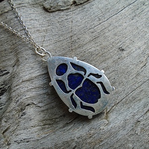 Ezüst  medál Ag925/1000 Lapis Lazuli Skarab - ékszer - nyaklánc - medál - Meska.hu