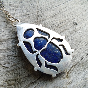 Ezüst  medál Ag925/1000 Lapis Lazuli Skarab - ékszer - nyaklánc - medál - Meska.hu