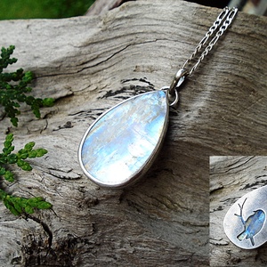 Ezüst medál Ag925/1000  Holdkő (Rainbow Moonstone), Ékszer, Nyaklánc, Medál, Ékszerkészítés, Ötvös, MESKA