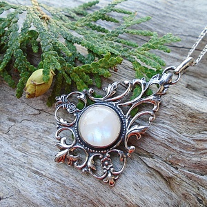 Ezüst medál Ag925/1000  Holdkő (Rainbow Moonstone) - ékszer - nyaklánc - medál - Meska.hu