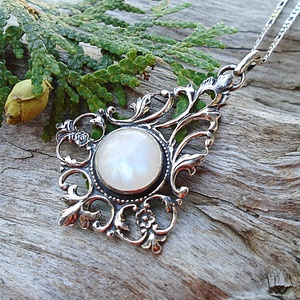 Ezüst medál Ag925/1000  Holdkő (Rainbow Moonstone), Ékszer, Nyaklánc, Medál, Ékszerkészítés, Ötvös, MESKA