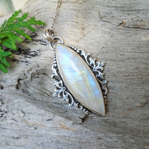 Ezüst medál Ag925/1000  Holdkő (Rainbow Moonstone) - ékszer - nyaklánc - medál - Meska.hu