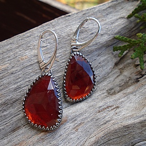 Ezüst  fülbevaló Ag925  Gránát - ékszer - fülbevaló - lógó fülbevaló - Meska.hu