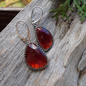 Ezüst  fülbevaló Ag925  Gránát - ékszer - fülbevaló - lógó fülbevaló - Meska.hu