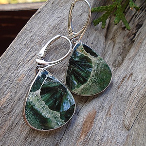 Ezüst fülbevaló Ag925 Szerafinit - ékszer - fülbevaló - lógó fülbevaló - Meska.hu