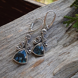 Ezüst Kyanitfülbevaló - ékszer - fülbevaló - lógó fülbevaló - Meska.hu