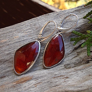 Ezüst  fülbevaló Ag925  Gránát - ékszer - fülbevaló - lógó fülbevaló - Meska.hu