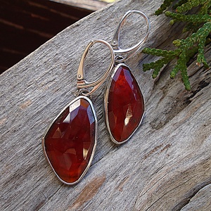 Ezüst  fülbevaló Ag925  Gránát - ékszer - fülbevaló - lógó fülbevaló - Meska.hu