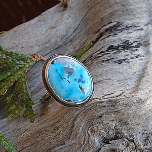 Ezüst Gyűrű Ag925/1000 Tölgyfalevelek Türkiz - ékszer - gyűrű - statement gyűrű - Meska.hu