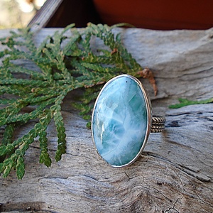 Ezüst Gyűrű Ag925/1000 Larimar, Ékszer, Gyűrű, Statement gyűrű, Ékszerkészítés, Ötvös, MESKA