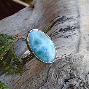 Ezüst Gyűrű Ag925/1000 Larimar - ékszer - gyűrű - statement gyűrű - Meska.hu