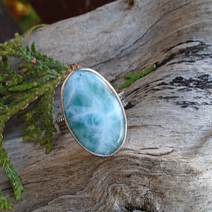 Ezüst Gyűrű Ag925/1000 Larimar - ékszer - gyűrű - statement gyűrű - Meska.hu