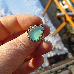 Ezüst Gyűrű Ag925/1000 Auróra Opál - ékszer - gyűrű - statement gyűrű - Meska.hu