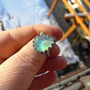 Ezüst Gyűrű Ag925/1000 Auróra Opál - Meska.hu
