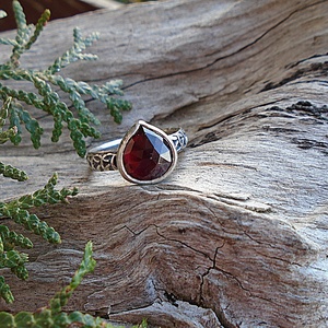 Ezüst Gyűrű Ag925/1000 Gránát - Hessonit - ékszer - gyűrű - statement gyűrű - Meska.hu